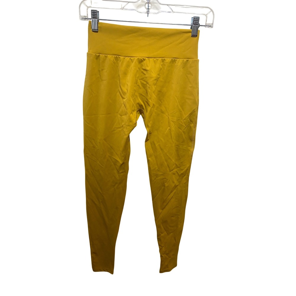 Rarefit Womens High Waisted Yoga Leggings Mustard Yellow Size Medium Made in USA